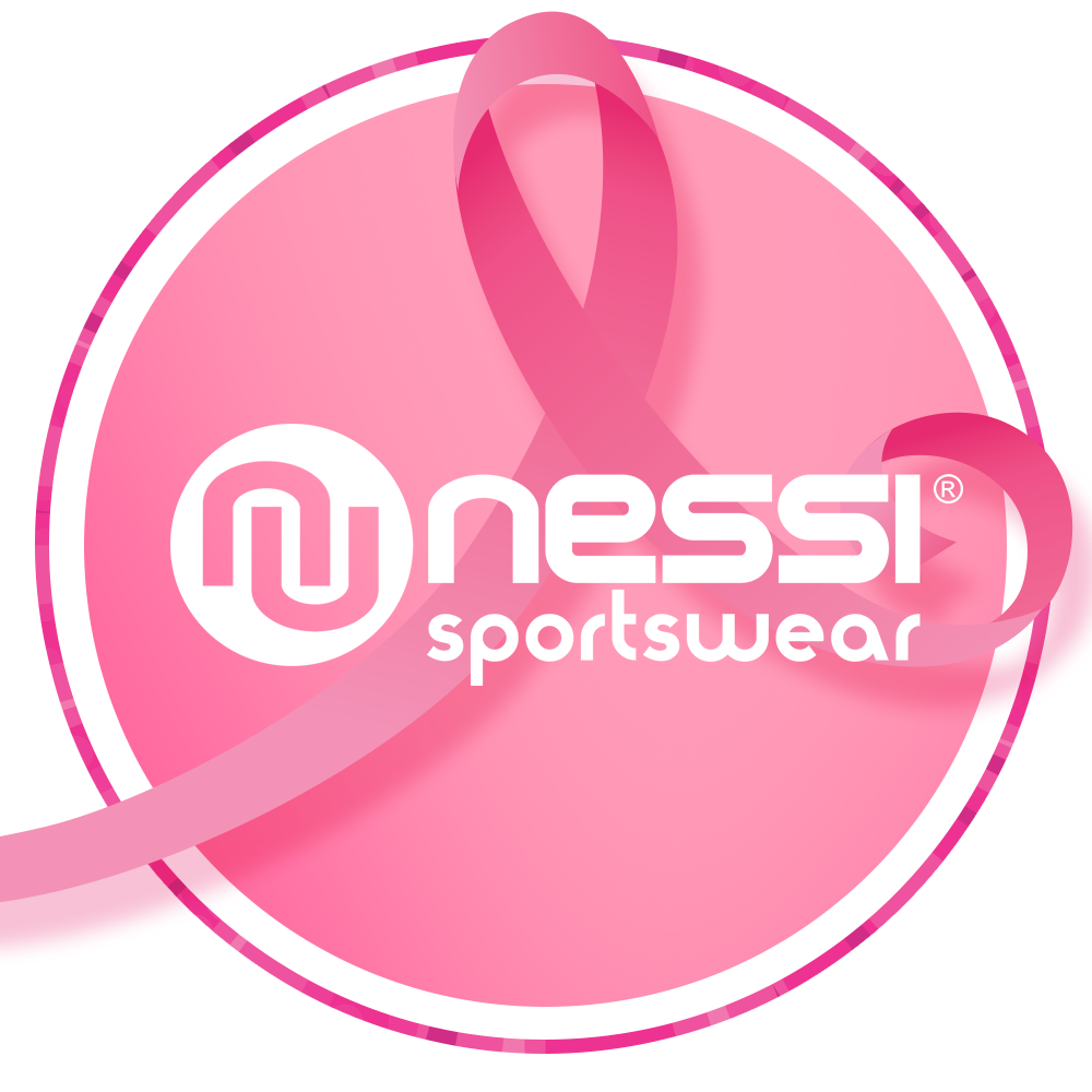 Różowa wstążka, logo Nessi Sportswear.