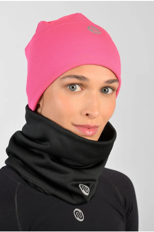 Dwustronna czapka smerfetka ocieplana Pink