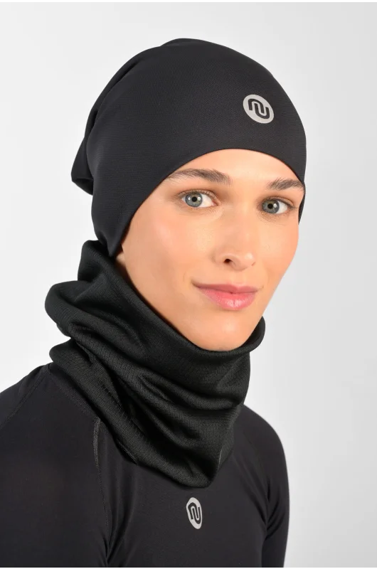 Dwustronna czapka smerfetka ocieplana Black